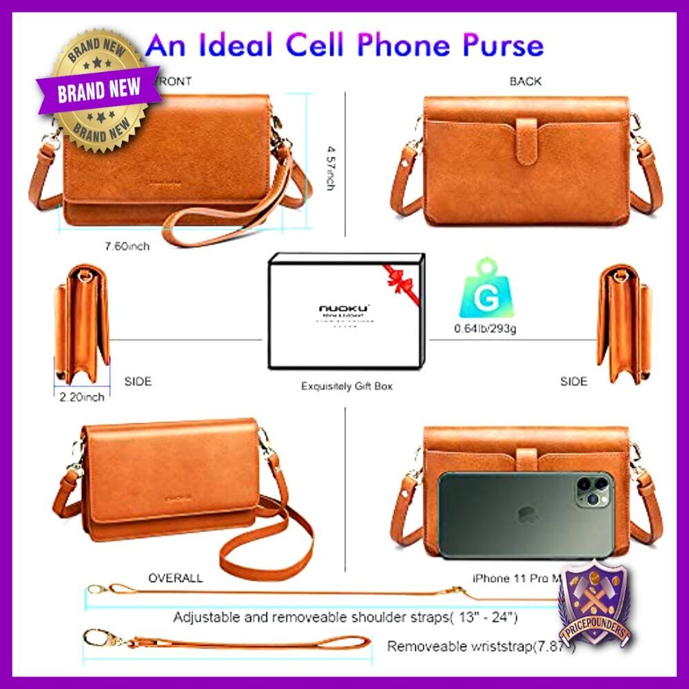 Small Crossbody Bag Cellphone Purse Wallet RFID Card Slots Adjustable Straps - Picture 4 of 7